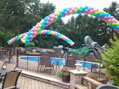 Colorful spiral balloon arch 10 FT height for birthdays and photo backdrops