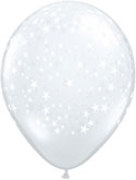 11 inch clear star print latex balloon for birthdays, weddings, and parties