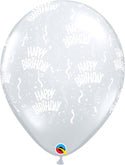 16 inch clear latex balloon with Happy Birthday print for party décor