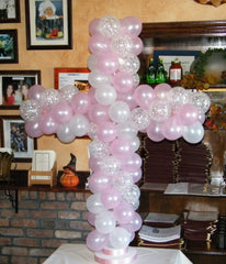 Colorful 3 FT balloon cross sculpture made of latex balloons for religious events and décor