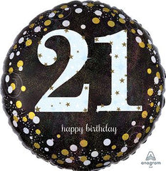 Age 21 Sparkling Birthday Balloon – 18 Inch Mylar Decoration