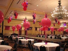 36 Inch hot air balloon centerpiece with agate latex and curly-q hat