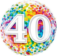 18 Inch Age 40 confetti mylar balloon for birthday party decoration