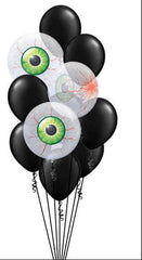 halloween all eyes are on you balloon bouquet with bubble and latex balloons
