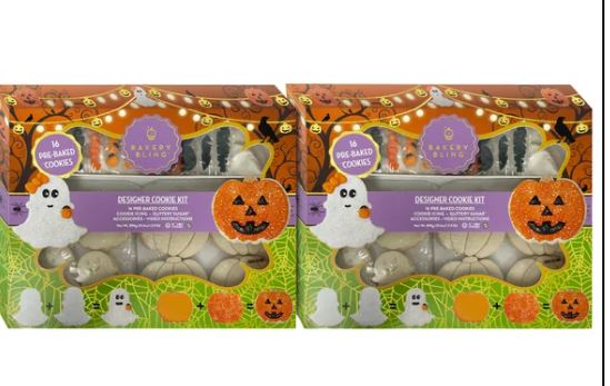 halloween cookie decorating kit with ghost and pumpkin cookies