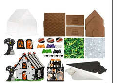 diy halloween chocolate haunted house kit with icing and edible decor
