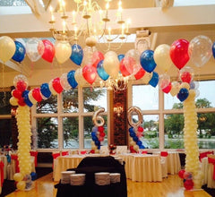 Balloon canopy arch with matching columns, custom colors, perfect for weddings, proms, and dance floor décor