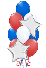 Balloon Salute with Stars Patriotic Colors Bouquet (14 Balloons)