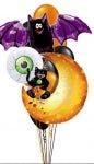 halloween balloon bouquet with bat cat ghost pumpkin designs on candy weight