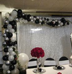 black and white organic l-shape balloon arch for events and parties