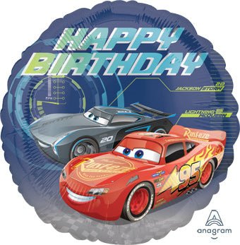 Cars Movie 18 Inch Happy Birthday Mylar Balloon featuring Lightning McQueen and friends