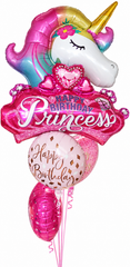 Unicorn Princess Balloon Bouquet - Magical Birthday Surprise