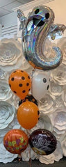 ghost mixed halloween balloon bouquet with ghost mylar and latex balloons