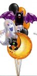 spooky halloween balloon bouquet with ghost bat and moon balloons on candy weight