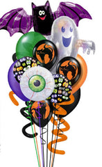 halloween party madness balloon bouquet 12 mylar and latex balloons with 1lb candy gift box