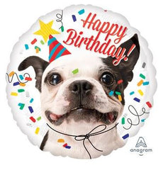 happy birthday puppy 18 inch mylar balloon white round foil with cute dog design