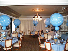 Blue Hot Air Balloon Baby Shower Centerpiece with latex Balloons