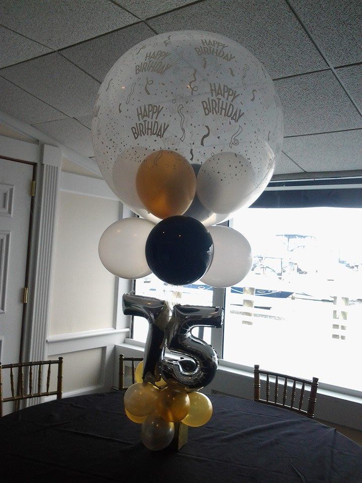 Hot Air Fantasy Balloon Centerpiece with 36 Inch latex balloons and number base
