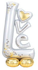 White “LOVE” AirLoon balloon freestanding decoration for Valentine’s Day or wedding events