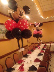 Mickey and Minnie Mouse balloon centerpiece with latex accents for party decor