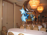 Moon and Stars Balloon Centerpiece with 36 Inch silver moon and 3 star mylar balloons