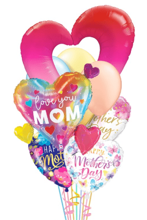 Mother’s Day Mixed Balloon Bouquet with super-sized and 18 Inch mylar balloons plus latex balloons