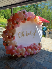 Oh Baby organic balloon circle arch for baby shower backdrop décor