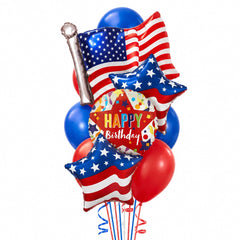 Patriotic Flag Birthday Balloon Bouquet (14 Balloons)