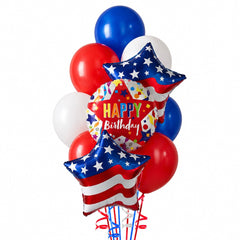 Patriotic Latex Mylar Mix Birthday Bouquet (13 Balloons)