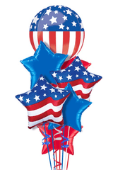 Patriotic Sphere & Stars Balloon Salute Bouquet (7 Balloons)