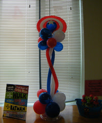 Superhero-themed balloon figure, colorful and durable, ideal for birthdays