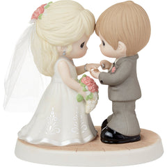 With This Ring, I Thee Wed -Traditional Blonde Bride and Groom Porcelain Figurine