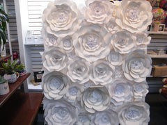 white paper roses flower wall backdrop for weddings and events