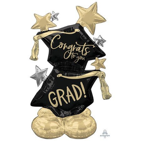 Congrats Grad Airloonz Display 55 Inch with graduation cap balloons on floor-standing base