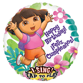 Dora the Explorer singing balloon bouquet with Happy Birthday balloons and candy weight