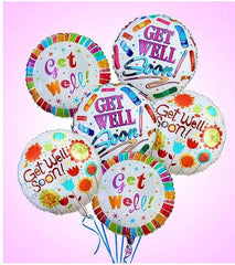 Assorted Get Well mylar balloons bouquet with uplifting messages