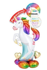 Unicorn Birthday Airloonz balloon bouquet with name balloon and magical day design