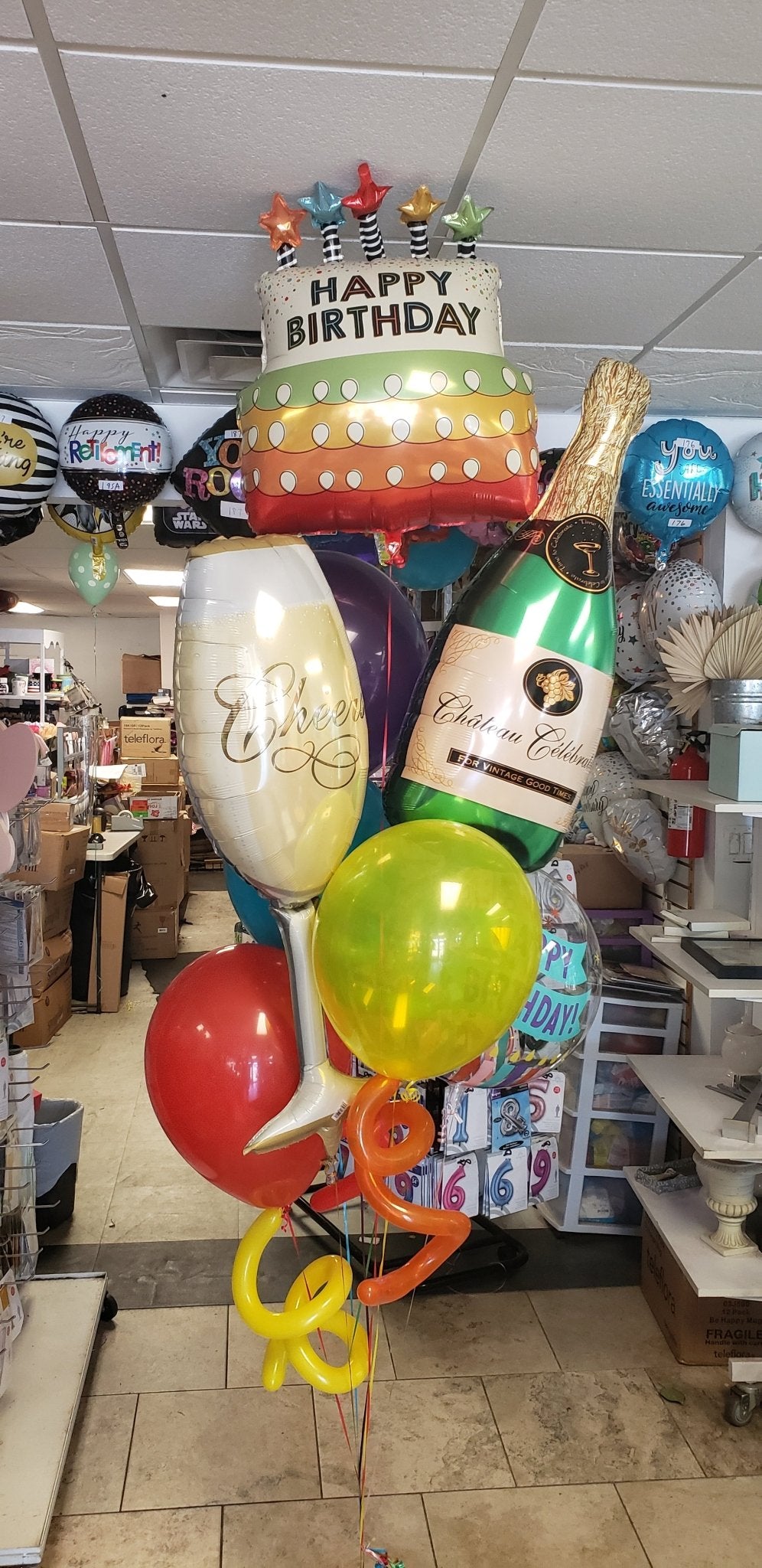 Happy Birthday Champagne Balloon Bouquet