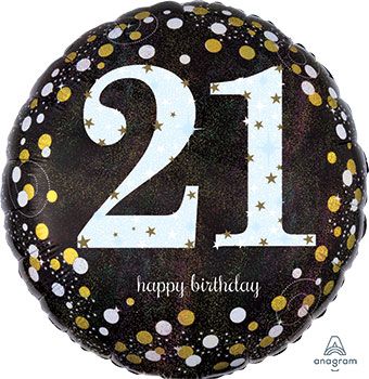 Age 21 Sparkling Birthday Balloon – 18 Inch Mylar Decoration
