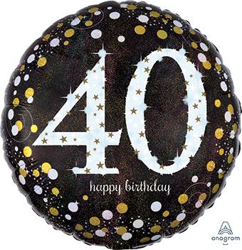 Age 40 Sparkling Mylar Balloon – 18 Inch Birthday Decoration