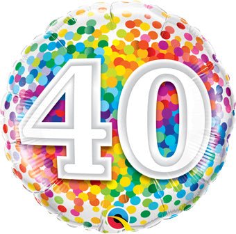 18 Inch Age 40 confetti mylar balloon for birthday party decoration