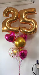 Big Numbers birthday balloon bouquet with large numbers and colorful accents