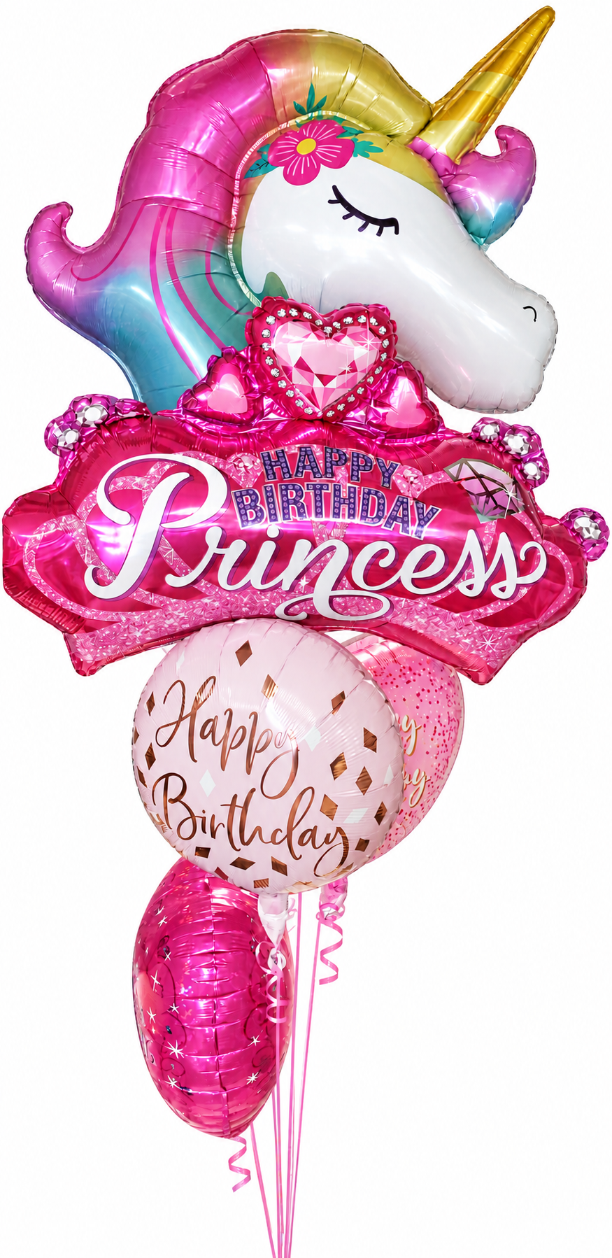 Unicorn Princess Balloon Bouquet - Magical Birthday Surprise