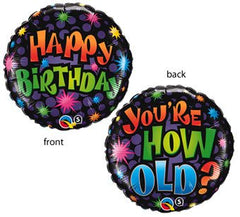 18 Inch Happy Birthday How Old Mylar Balloon round party decoration