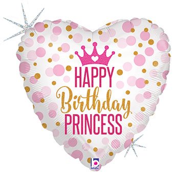 Heart-shaped Happy Birthday Princess 18 Inch mylar balloon for kids birthday party