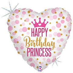 Heart-shaped Happy Birthday Princess 18 Inch mylar balloon for kids birthday party