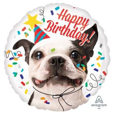 happy birthday puppy 18 inch mylar balloon white round foil with cute dog design