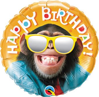 18 Inch Happy Birthday Smilin Chimp Mylar Balloon with colorful design