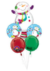 Joyful Snowman Balloon Bouquet with chocolate bark and 3D holiday card