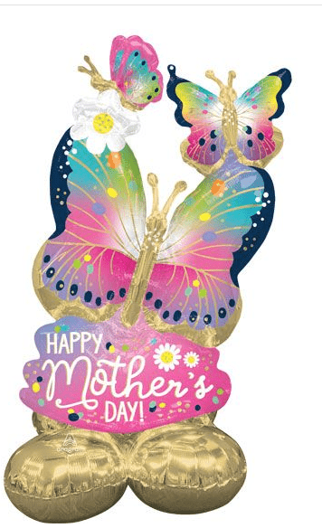 Standing Airloon balloon display with floral and heart themes